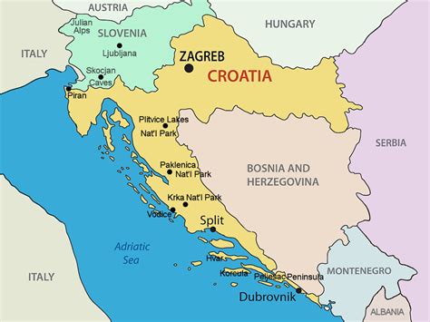 map of croatia and surrounding countries.